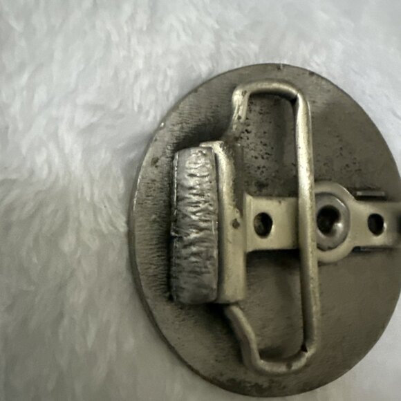 Vintage  Round Horse and Rider Belt Buckle 2.5in HTF - Picture 4 of 8